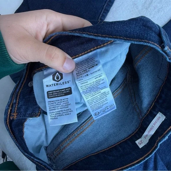 Levi’s Ribcage Straight Ankle Jeans Size 25 Dark Wash - Picture 7 of 8